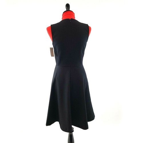 Natori schwarz strukturiert Fit Flare Kleid Taschen Stretch Größe 2 Neu mit Etikett - Bild 11 von 12