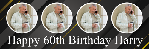 Personalised 60th Birthday Banner | 4 Photos | Navy/Gold, Rose Gold, Black/Gold - Picture 3 of 4