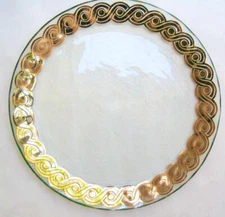 Annieglass Gold and Silver Swirls Serving  Plate 12.5 inches Signed 2000