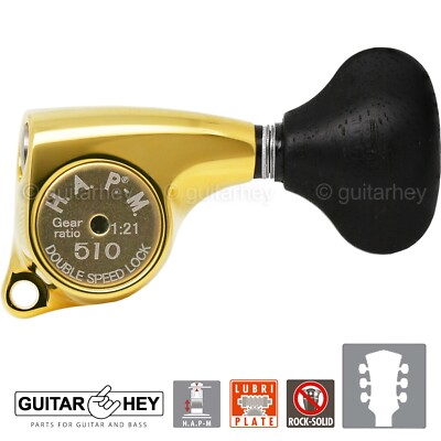 NEW Gotoh SGL510Z-EL5 HAPM Locking Tuners Adj. Height 1:21 Gear Ratio 3x3 - GOLD