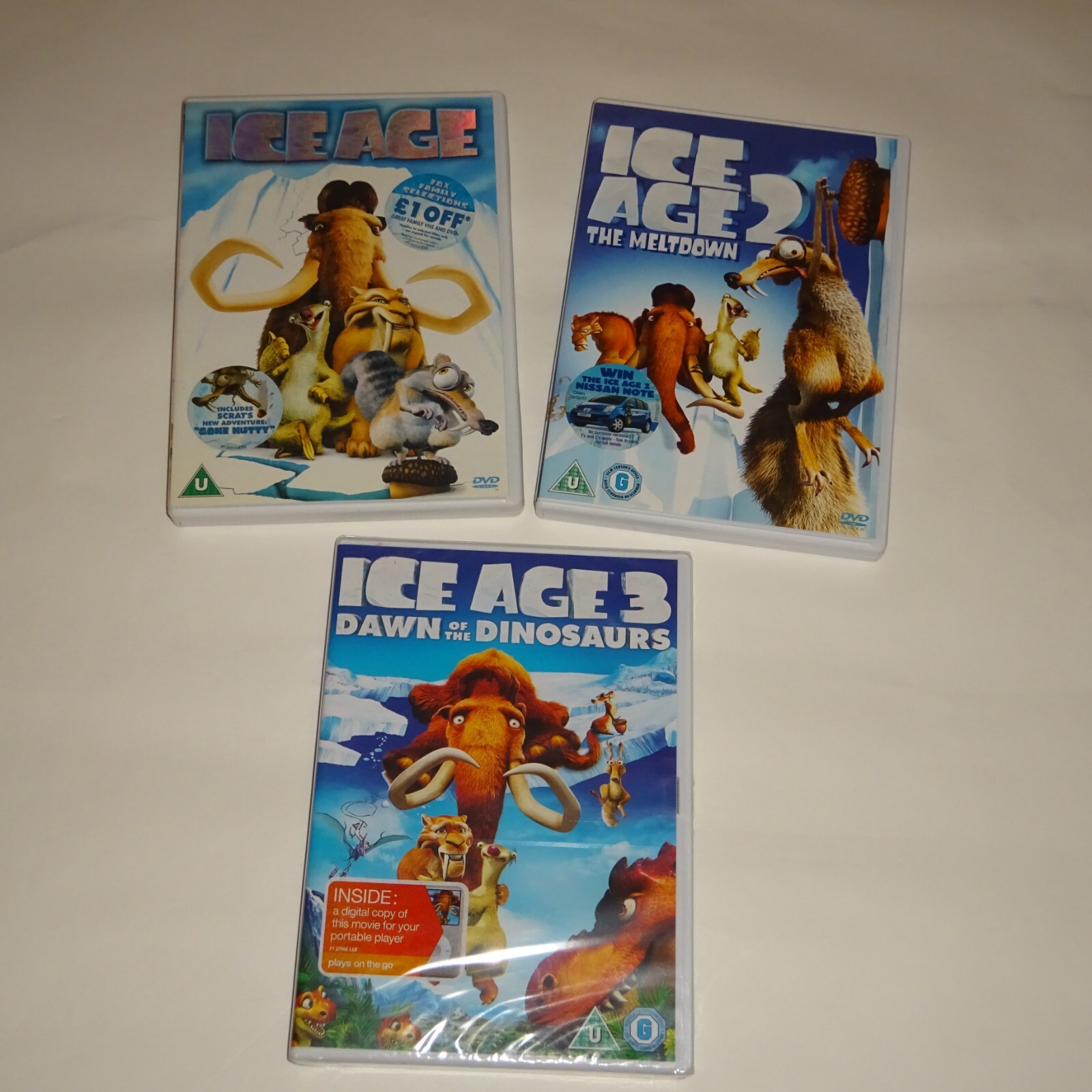 ICE AGE 1 2 & 3 THE MELTDOWN DAWN OF THE DINOSAURS 3 DVD S