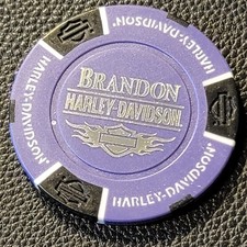 BRANDON HD ~ FLORIDA (Purple/Black design 1) Harley Davidson Poker Chip CLOSED