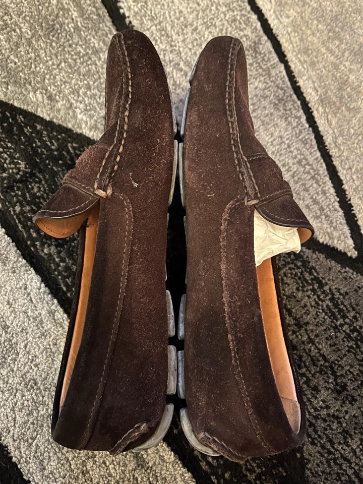 Talla 10.5 - Reino Unido 9.5 - Prada Marrón Gamuza Mocasín Driver Foto 3 de 4