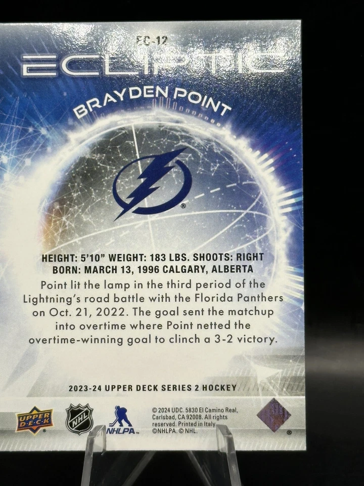 2023-24 Upper Deck Series 2 Ecliptic Sparkle Brayden Point #EC-12 - Lightning SP - Image 3 of 3