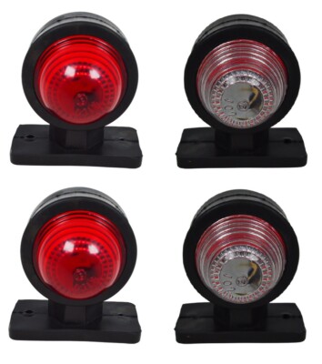 4 Stck. 12-24V Rot Weiß Hinten Seiten Position Beleuchtung Kit mit Birnen LKW Van
