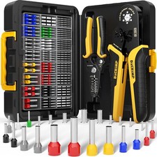 Ferrule Crimping Tool Kit, Ratchet Pliers for 24-8 AWG with 24 Types Insulate...