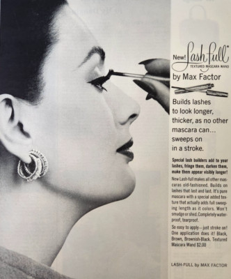 Lash Full Mascara Max Factor Makeup Beauty Vintage 1963 Ad Magazine Print