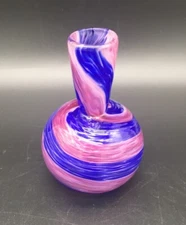 Garden City Glass Art Glass Vase Handblown Textured Swirl  Skagway Alaska 4.25”