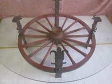 Wagenrad-Tisch, Glasplatte, Original-Wagenrad