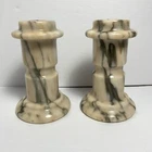Pair of Marble Candlestick Holders Made in Portugal Vtg  6"