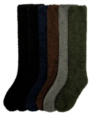 6 Pairs Womens Knee High Winter Socks Fuzzy Cozy Slipper Long Fleece 9-11 Lot