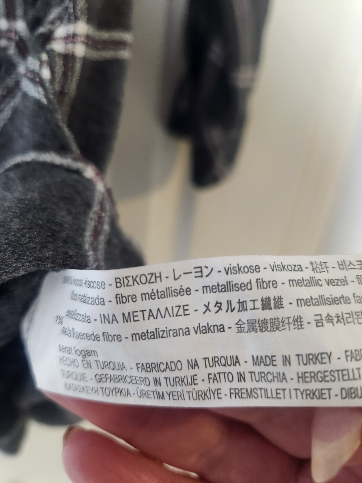 Zara Basic M Gray White Plaid Pockets Lngslv Butt… - image 5