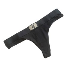 Victoria's Secret Shine Patch Thong Panty Womens Medium Black Rhinestone VS Logo