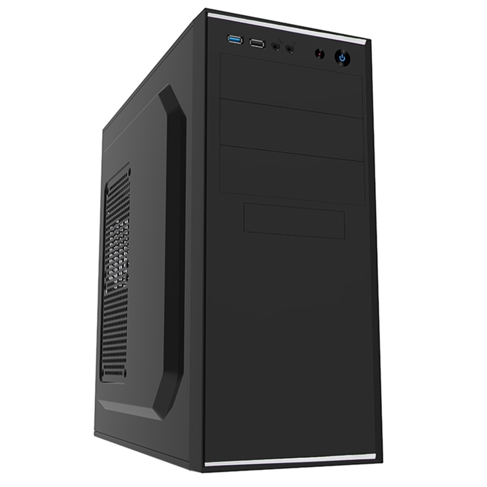 CiT Jet Stream Mid Tower ATX PC Case with 500W PSU Black Silver