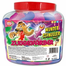 (9,88€/1kg) Wunderschnuller Zungenfärber, Kaugummi Bonbon 80 Stück