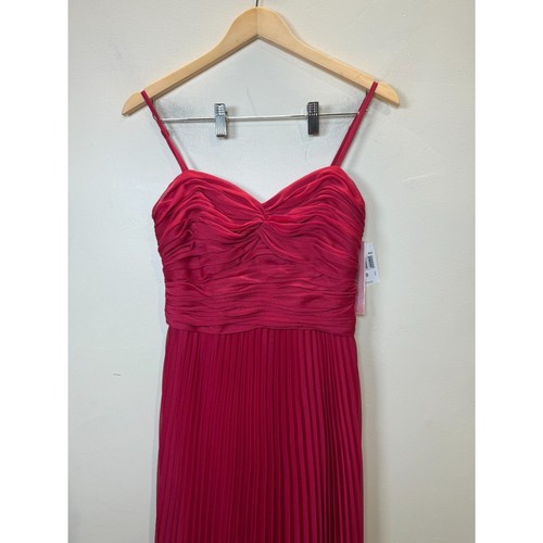 Aqua Women's Red Pleated Chiffon Maxi Gown Dress NWT - Picture 5 of 11