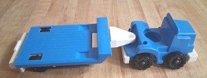 Fisher-Price Little People Blue Hauler Truck & Trailer Vehicle Vintage