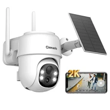 2K 3MP 360°PTZ Solar Security Camera Outdoor Wireless WiFi Color Night Vision