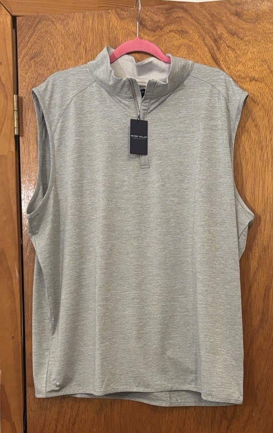 NWT Peter Millar Men's Gale Grey Stealth Performance Quarter-Zip Vest Size XXL