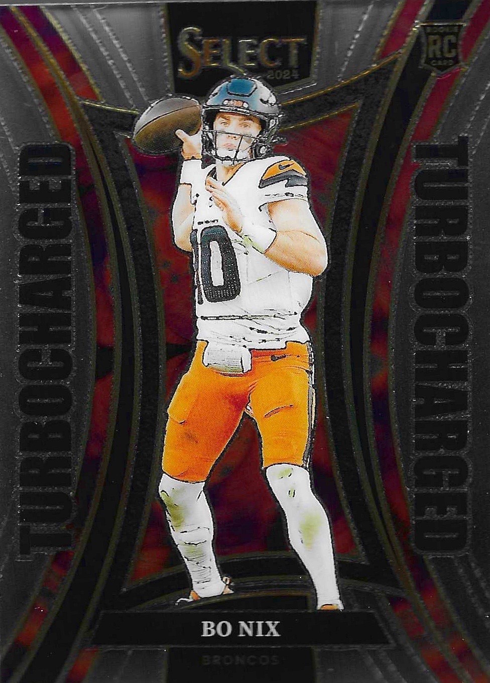 2024 Panini Select Bo Nix Turbocharged #16 Rookie Card