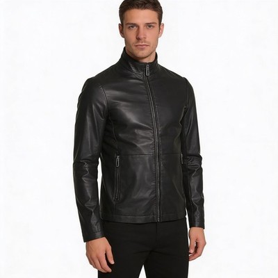 Herren Leder Freizeit Biker Jacke Hemd Weich Echt Biker Retro Style Jacke