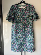 White Stuff Markmate Jersey Dress Size UK 12 Green Floral Shift Summer 