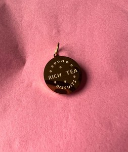 Authentic NEW 18k Gold-Plated Stainless Steel Biscuit Pendant Charm Rich Tea
