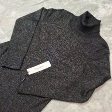Calvin Klein Dress Womens L Black Metallic Sparkle Long Sleeve Turtleneck