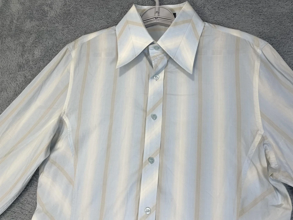Camisa J Lindeberg Para Hombre Talla 52 Azul Blanco Rayas Manga Larga Vestido Abotonado Foto 3 de 4