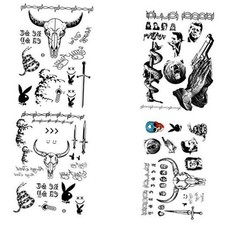 4 Sheets Halloween Face Tattoos Stickers Face Makeup Tattoo Set Face Neck B