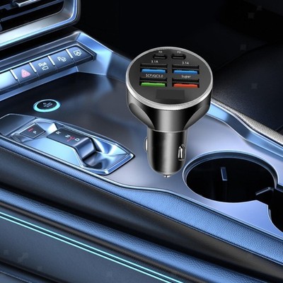 120W Auto Ladegerät Adapter Sicher 12V-24V DC Auto Zubehör 6 In 1 Multi Ports