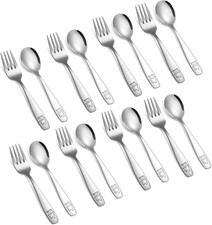 16 Pieces Toddler Utensils Kids Silverware Set, Stainless Steel Childrens Forks
