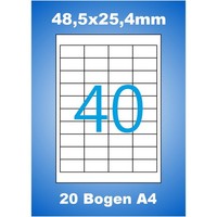 20 Blatt A4 Etiketten 48,5X25,4 Mm 800 StüCk Luma Aufkleber Drucken 48X25 Weiß