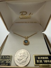 14k Yellow Gold Overlay, Blue Topaz, Necklace 18  