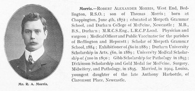 Robert Alexander Morris of Bedlington Northumberland - Antique Print 1905