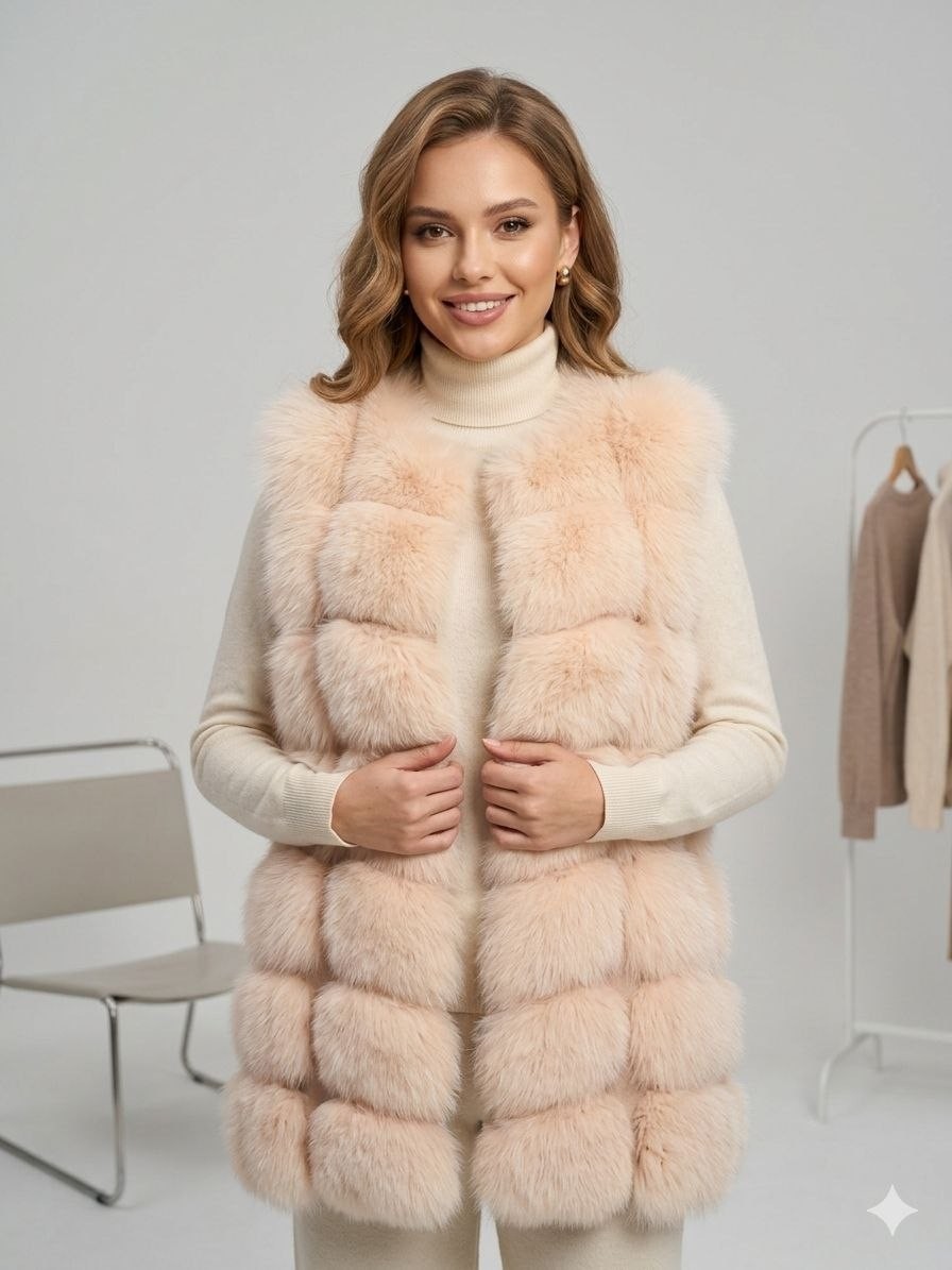 Luxurious women's vest made of natural arctic fox fur, size M