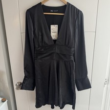 Zara Women’s Black Dress NWT Size Medium with Button Sleeve Detail