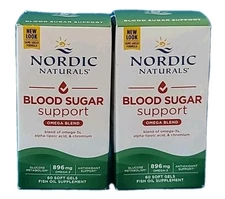 ( LOT OF 2 ) Nordic Naturals Omega BLOOD SUGAR SUPPORT 60 SOFTGELS • EXP : 02/27