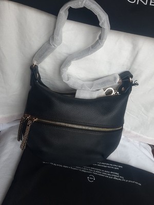 BORBONESE - Handtasche Mond Leder schwarz