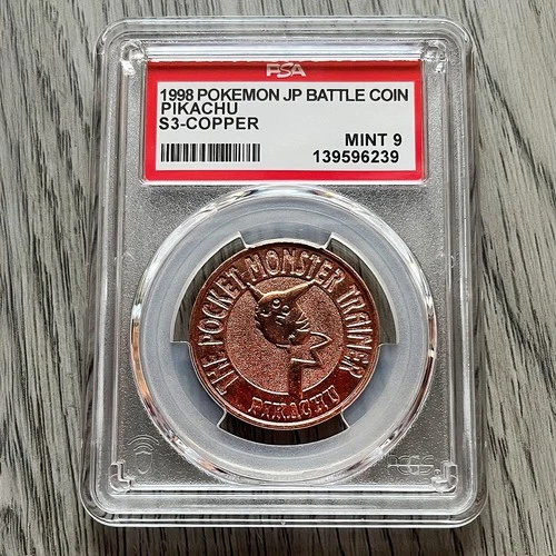 RARE - PIKACHU COIN - COPPER  1998 ( PSA 9 ) From the beginning days of Pokemon
