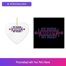 Custom Boxer Paw Print Set of 2 Ornament Personalized Pet Name Dog Lover