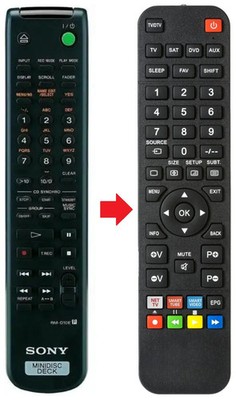 Afstandsbediening geschikt voor SONY MDS-JE480 | MDS-JE780 | MDSJE480