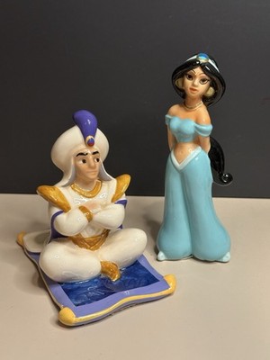 Vtg Disney Aladdin Ceramic Figurines Lot Jasmine Aladdin Japan