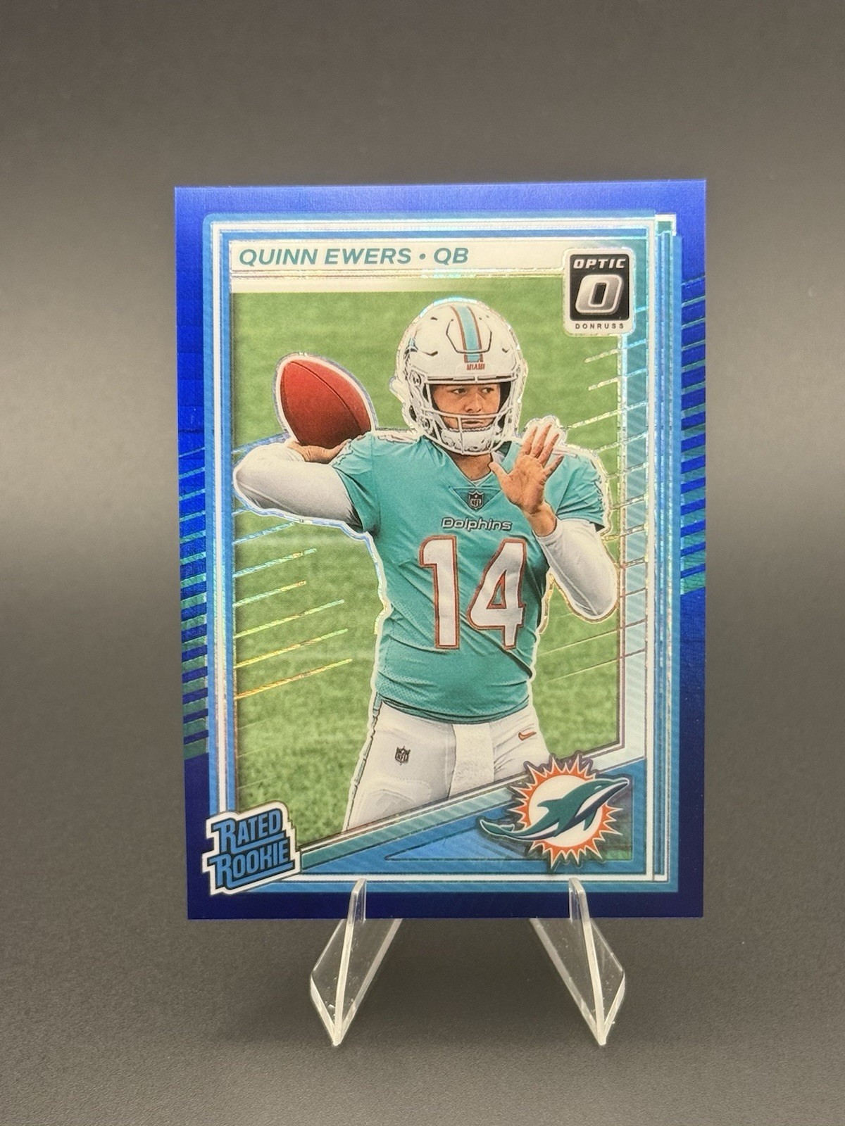 2025 Panini Donruss Optic - Rated Rookie Quinn Ewers #213 Blue Hyper Prizm (RC)