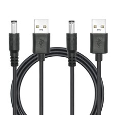 2 PCS 3FT USB A Male to DC 5.5mm x 2.5mm Male Plug Power Cord 5V 3A Fast