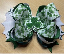 St. Patrick s Day Clover Lucky Inspired Hair Bow