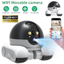 Pet Camera Robot, 2 Lens Wifi 1080P HD Movable Home Security Camera Night Vision