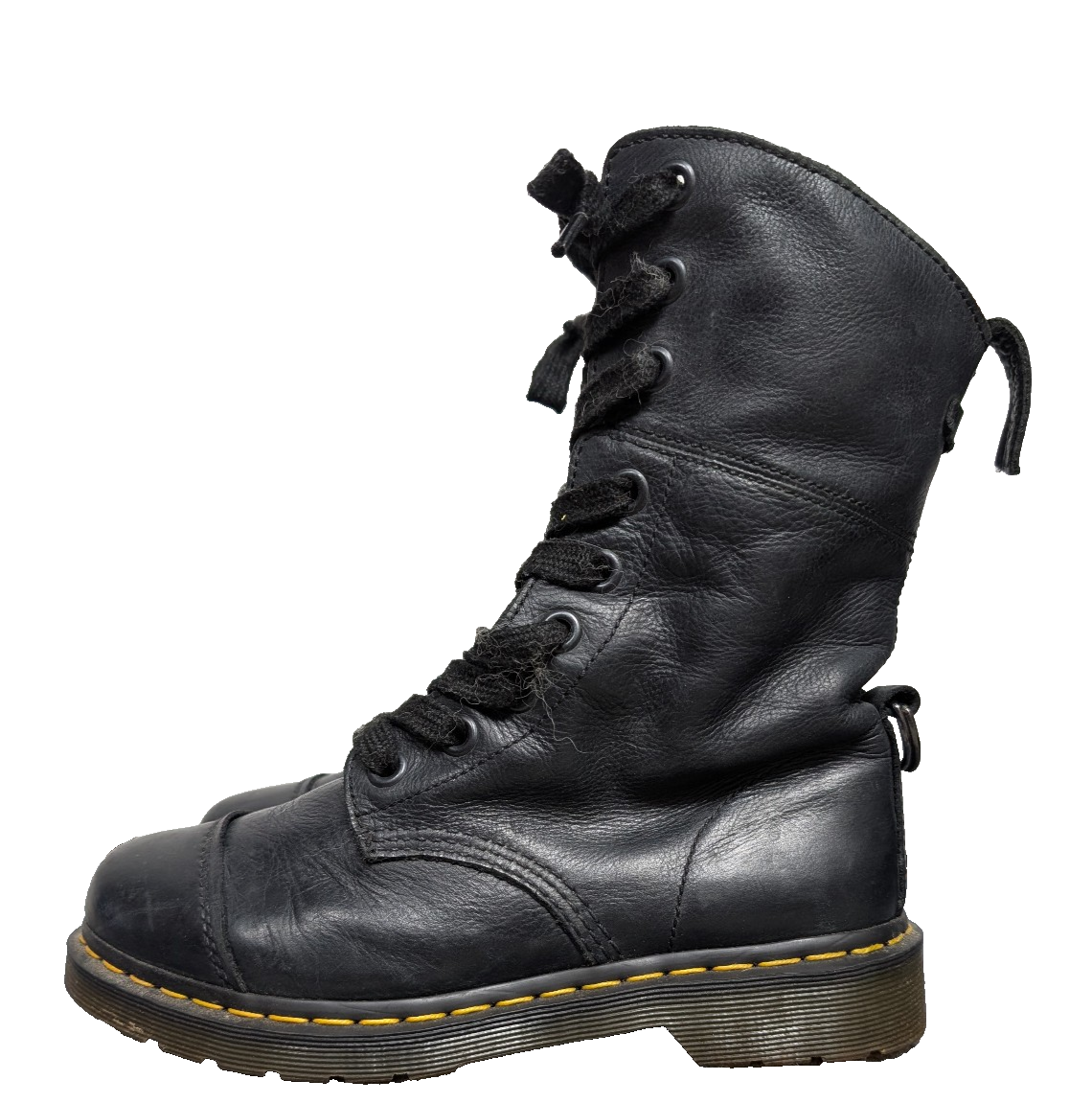 Dr Martens Aimilita Boots Womens EU39 US8 Black Leather Combat Lace Up Foldover