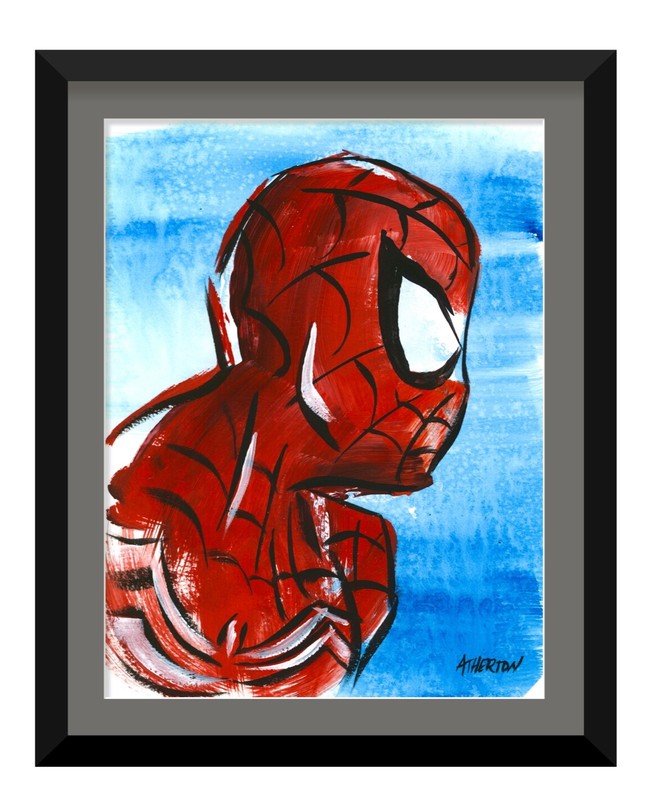 9x12 Original Spider-Man Painting on Paper Comic Book Superhero Art by Jim