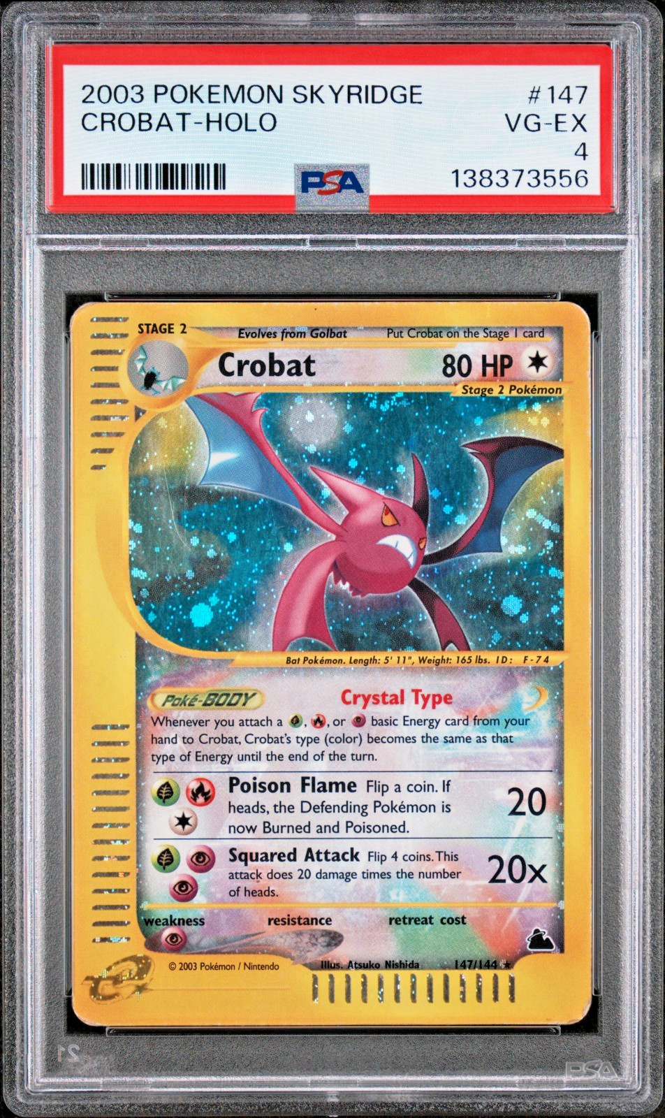 SWIRL PSA 4 2003 Skyridge Crobat CRYSTAL Holo Foil Rare 147/144 E-Reader Pokemon